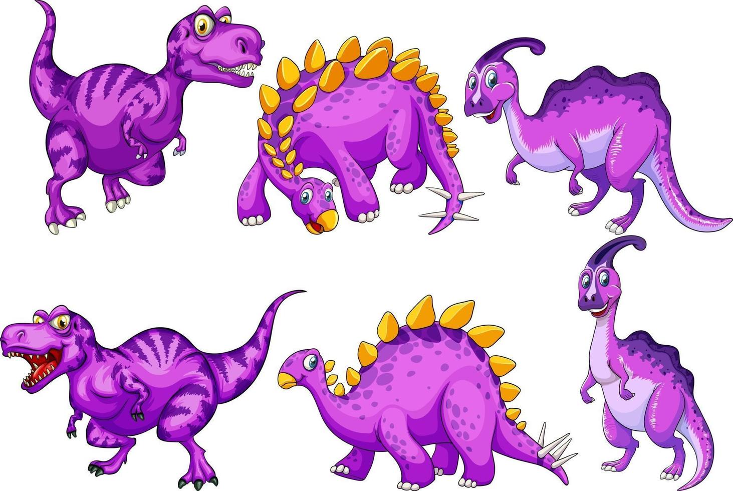 conjunto de personagem de desenho animado de dinossauro roxo 2871101 Vetor  no Vecteezy